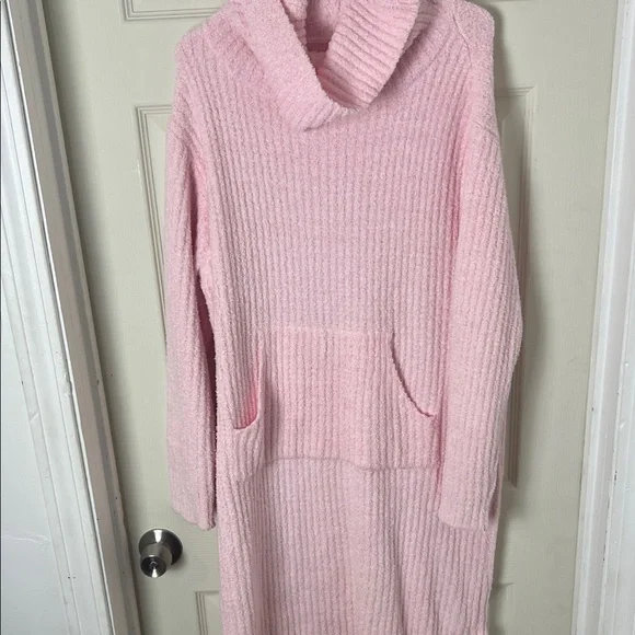 Elegant Pink Cowl Neck Sweater Dress - Picture 11 of 14